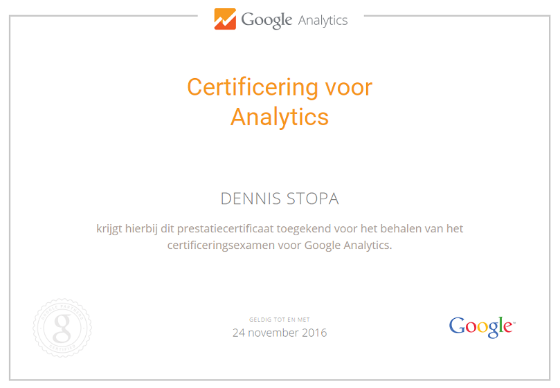 Google Analytics certificaat behaald!